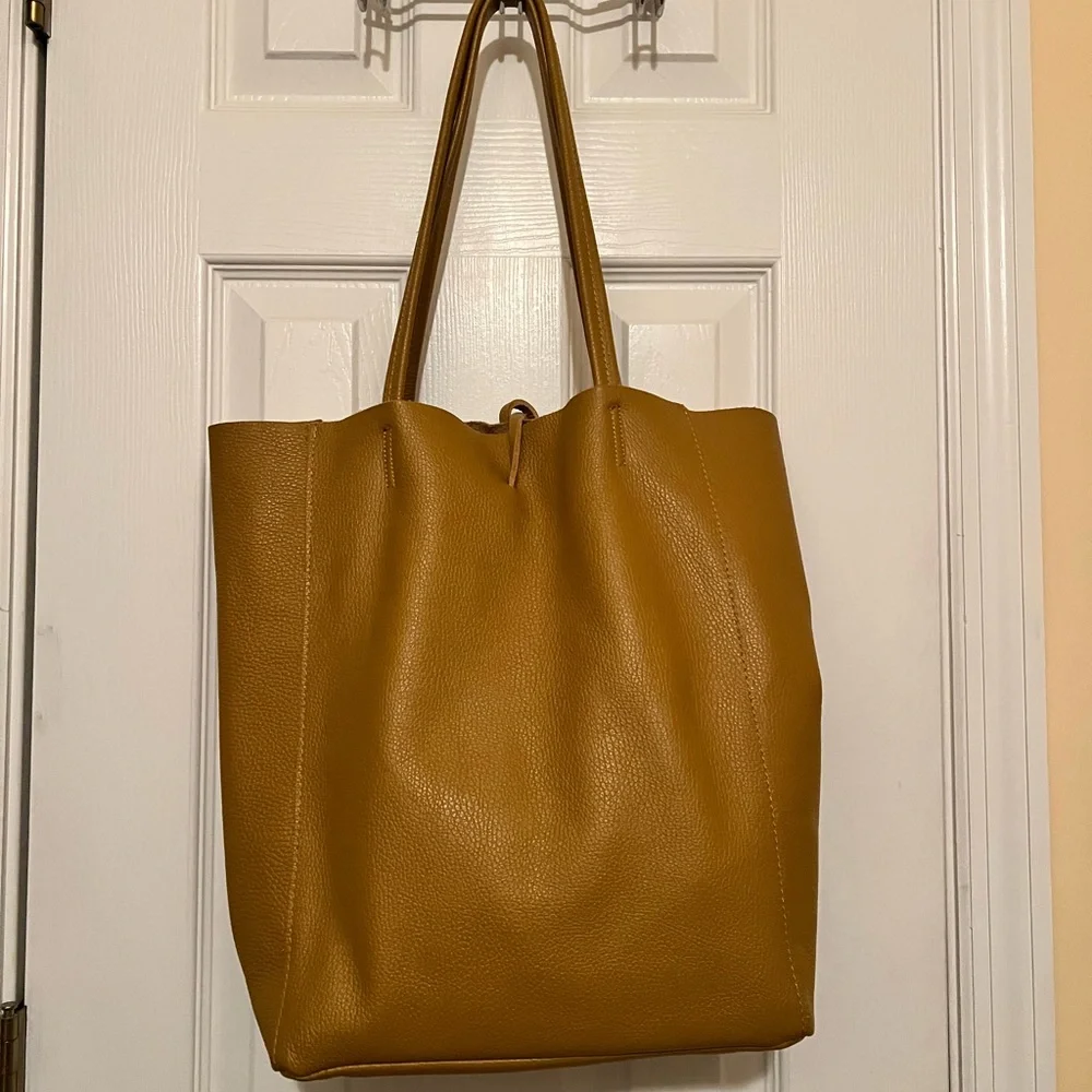 Mustard Leather Tote Bag - Women's Everyday Carry